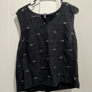 Eileen Fisher Black White Aztec Textured Tank Top Size Large